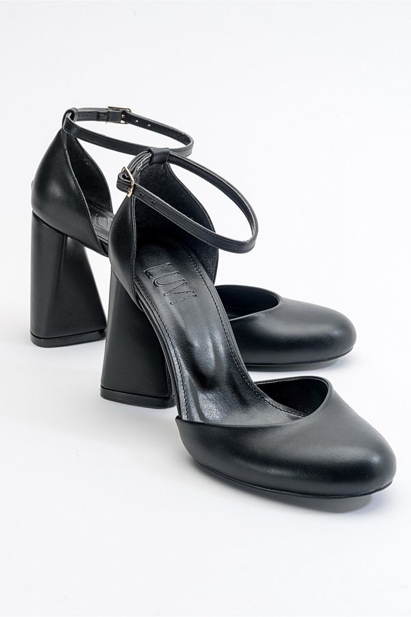 LuviShoes LuviShoes Oslo Black Skin Women's Heeled Shoes