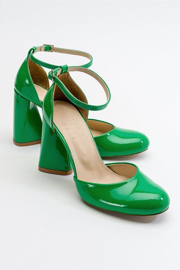 LuviShoes LuviShoes Oslo Green Patent Leather Women's Heeled Shoes