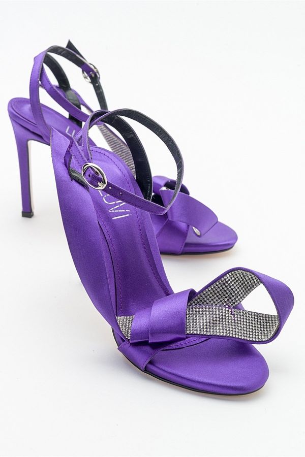 LuviShoes LuviShoes Pares Women's Purple Satin Heeled Shoes