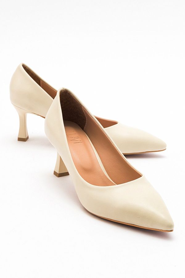 LuviShoes LuviShoes PEDRA Ecru-Beige Skin Women's Heeled Shoes