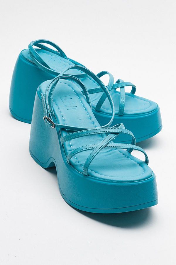 LuviShoes LuviShoes PLOT Women's Blue Wedge Heel Sandals