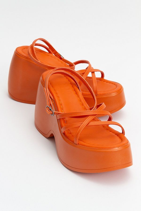 LuviShoes LuviShoes PLOT Women's Orange Wedge Heel Sandals