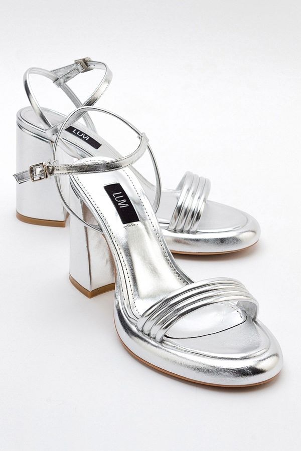 LuviShoes LuviShoes POSSE Silver Metallic Women's Heeled Shoes