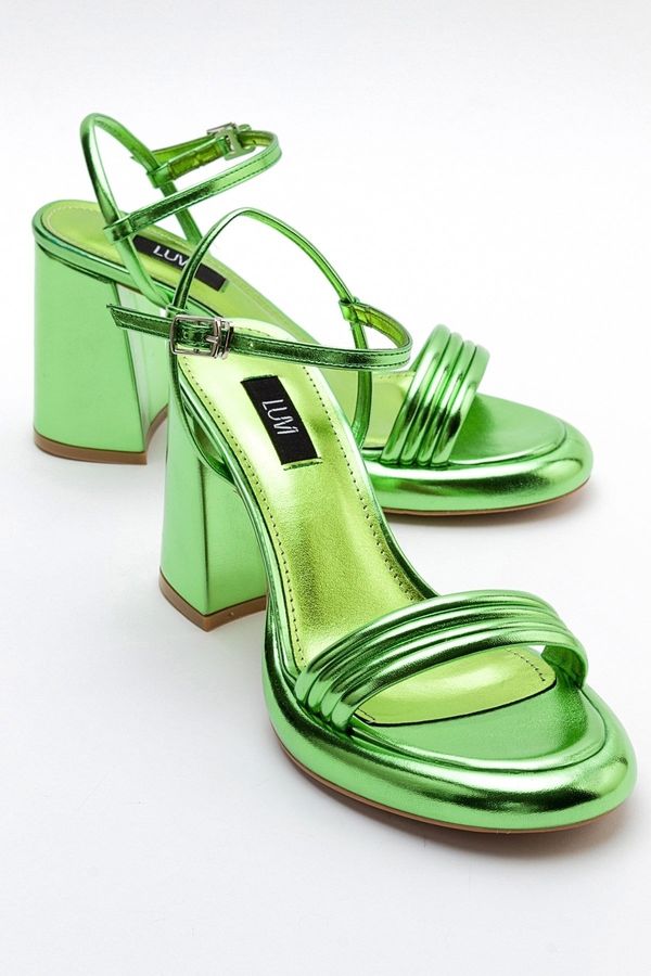 LuviShoes LuviShoes POSSE Women's Green Metallic Heeled Shoes