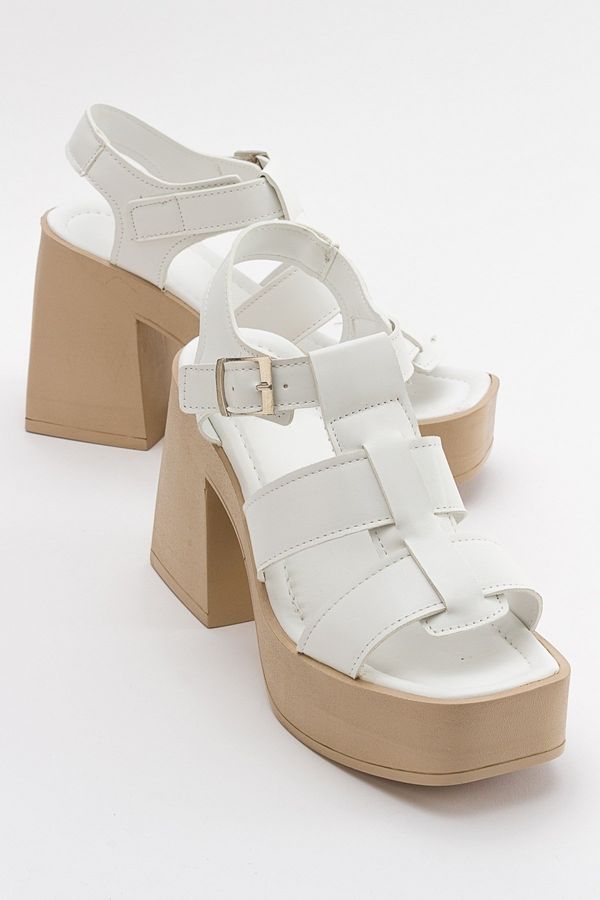 LuviShoes LuviShoes Prek Women's White Skin Heeled Sandals