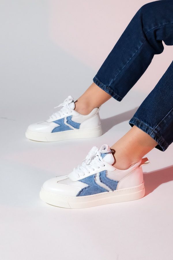 LuviShoes LuviShoes SANDE White Denim Detail Women's Sports Sneakers