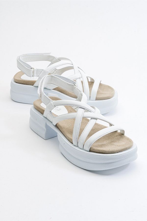 LuviShoes LuviShoes Senza Women's White Skin Genuine Leather Sandals