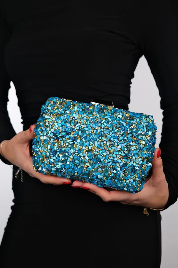 LuviShoes LuviShoes SEOUL Blue Pebble Stone Women's Evening Bag