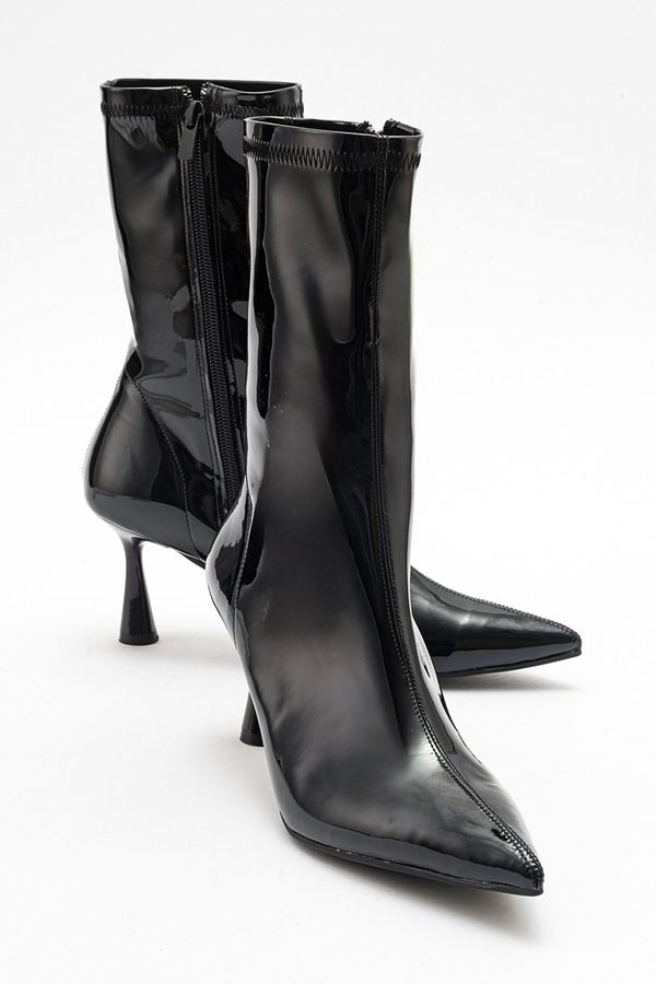 LuviShoes LuviShoes SPEZIA Women's Black Patent Leather Heeled Boots