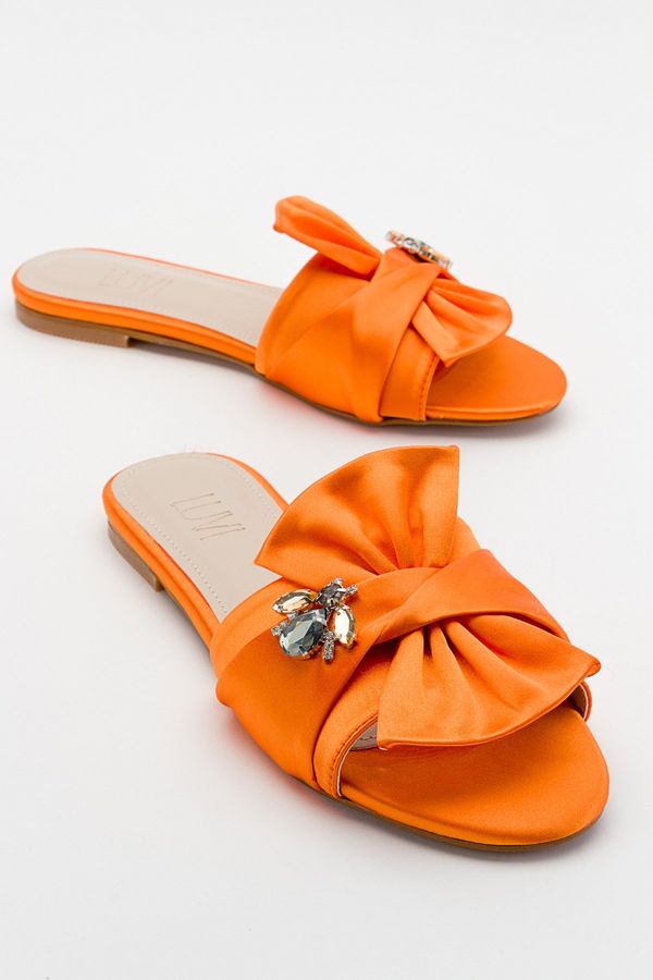 LuviShoes LuviShoes T01 Orange Satin Stone Women's Slippers
