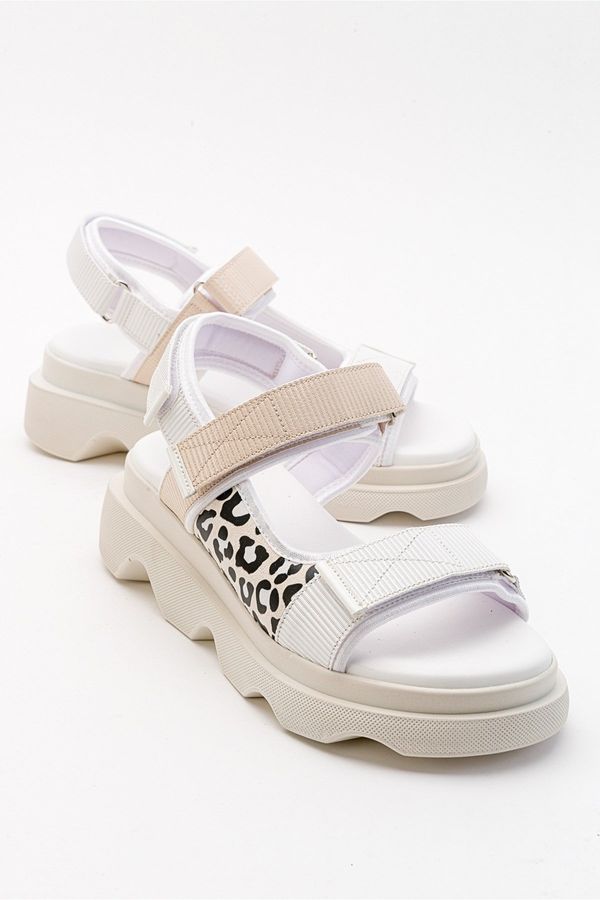 LuviShoes LuviShoes Tedy Women's White Patterned Sandals