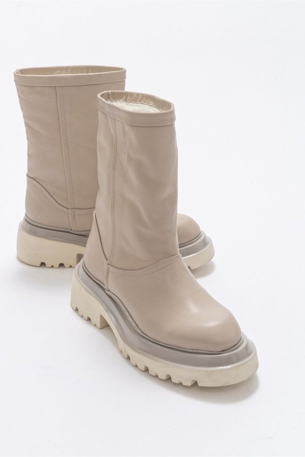 LuviShoes LuviShoes The Accessory Light Beige Skin Women's Boots From Genuine Leather.