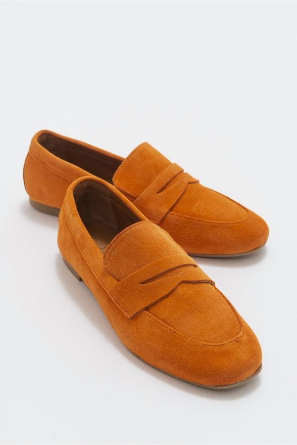 LuviShoes LuviShoes Verus Orange Suede Genuine Leather Women's Loafers.