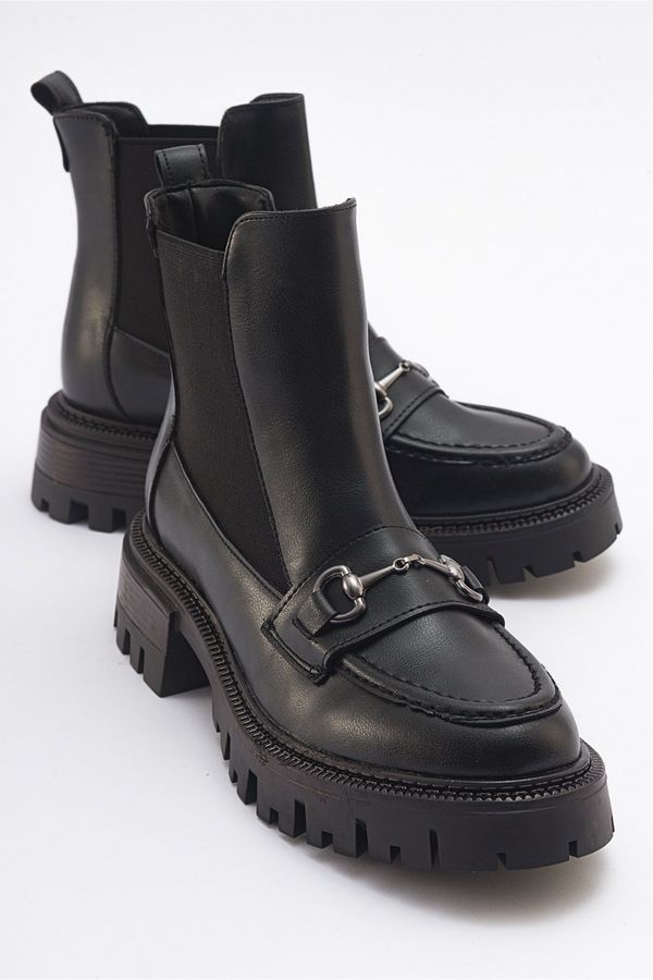 LuviShoes LuviShoes VESPER Black Buckle Women's Chelsea Boots