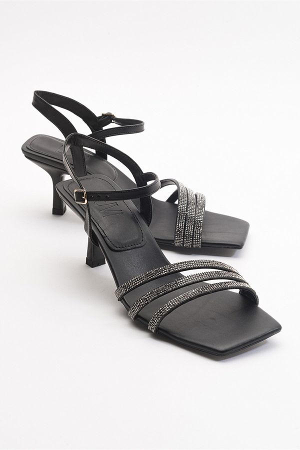 LuviShoes LuviShoes Zest Black Skin Women's Heeled Shoes