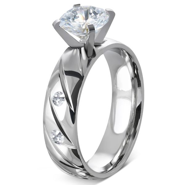 Kesi Luxury shine surgical steel engagement ring