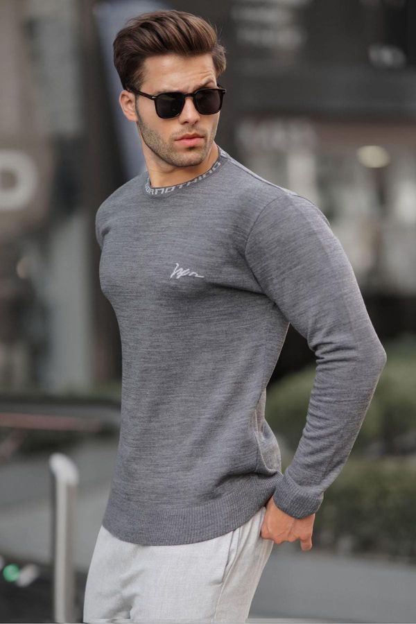 Madmext Madmext Anthracite Crew Neck Men's Knitwear Sweater 6847
