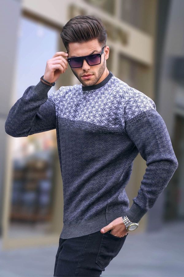 Madmext Madmext Anthracite Patterned Men's Knitted Sweater 5977
