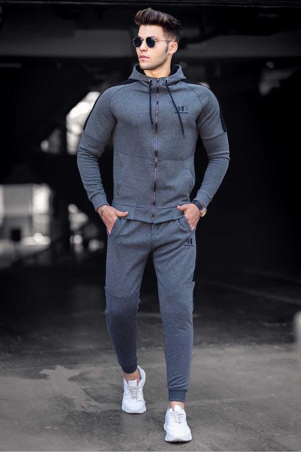 Madmext Madmext Anthracite Printed Men's Tracksuit Set 4671