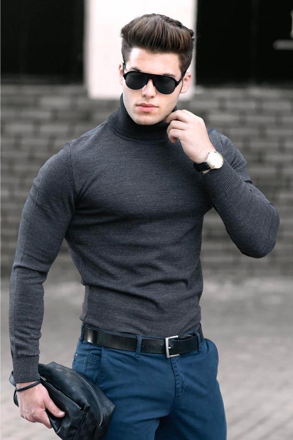Madmext Madmext Anthracite Turtleneck Sweater 4656