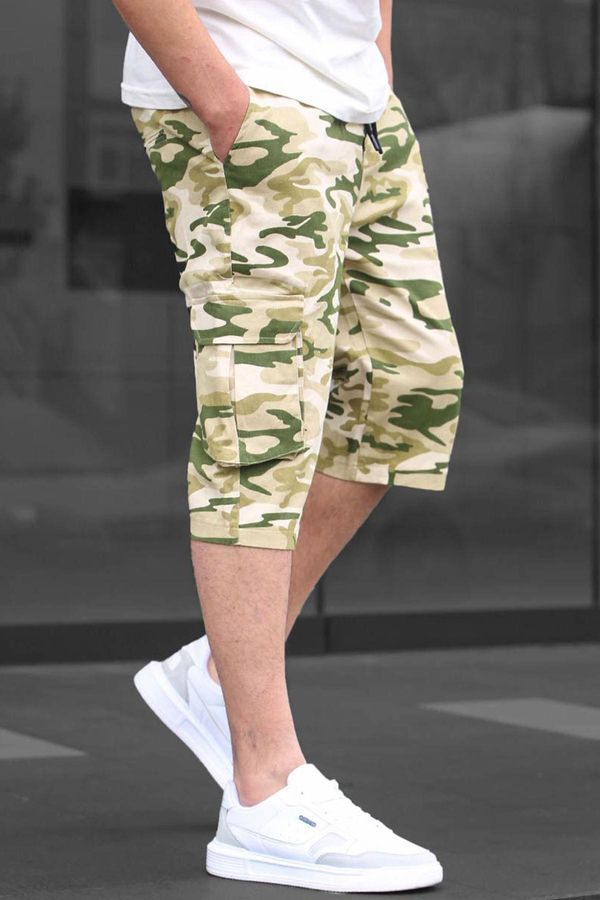 Madmext Madmext Beige Camouflage Cargo Pocket Capri Men's Trousers 6331