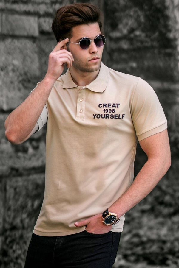Madmext Madmext Beige Polo Collar Men's T-Shirt 5247
