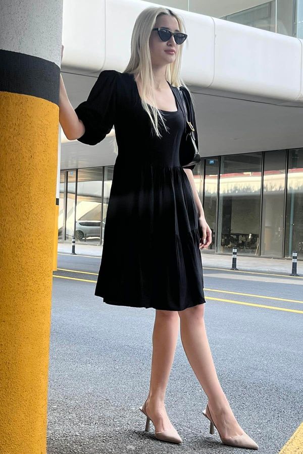 Madmext Madmext Black Basic Short Dress with Open Back