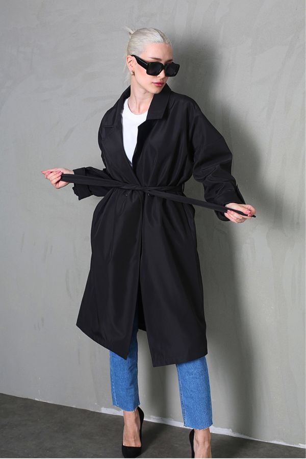 Madmext Madmext Black Double Breasted Women's Trench Coat