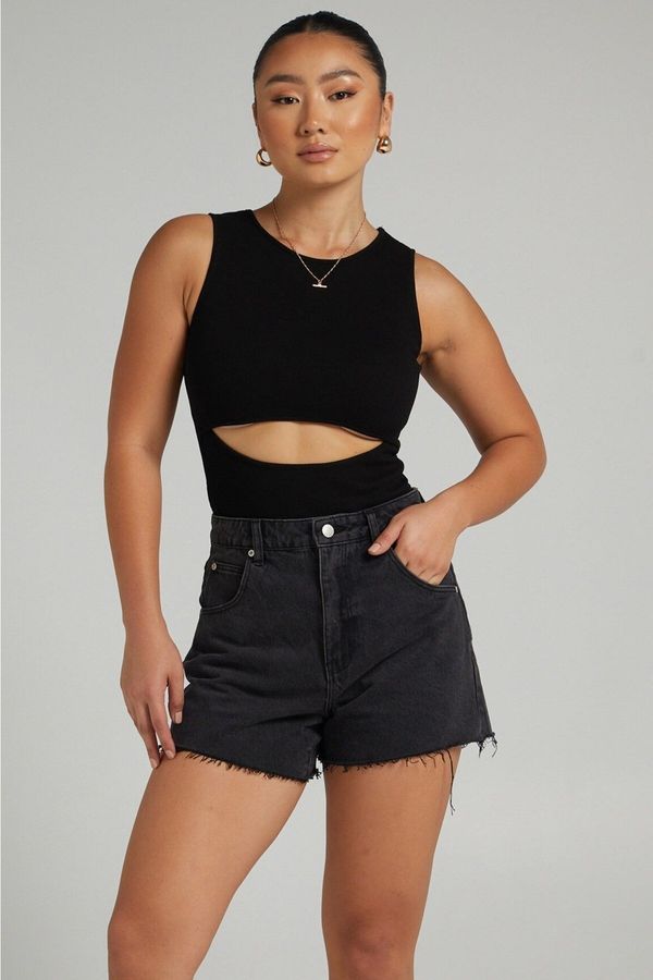 Madmext Madmext Black Ripped Detailed Basic Bodysuit
