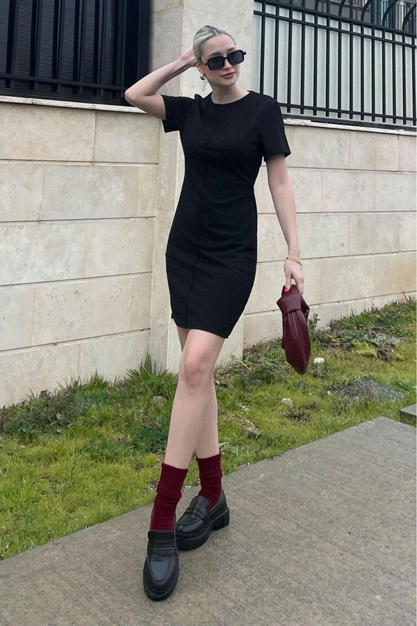 Madmext Madmext Black Short Sleeve Basic Mini Dress