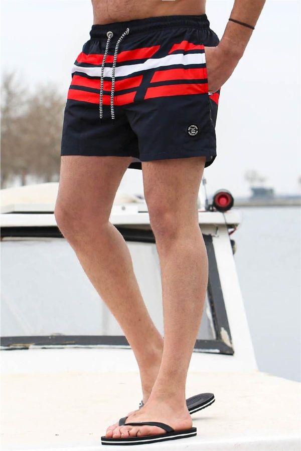 Madmext Madmext Black Striped Men's Marine Shorts 6363