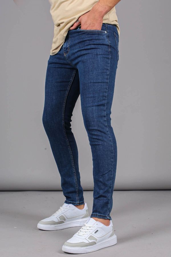 Madmext Madmext Blue Full Lycra Skinny Fit Men's Jean Trousers 6326