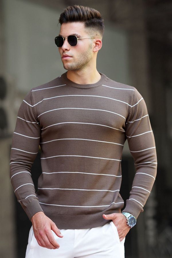 Madmext Madmext Brown Striped Knitwear Sweater 5177