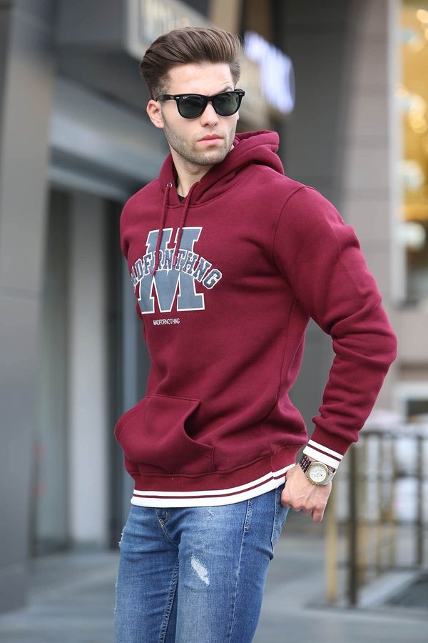Madmext Madmext Burgundy Embroidered Hooded Sweatshirt 6012