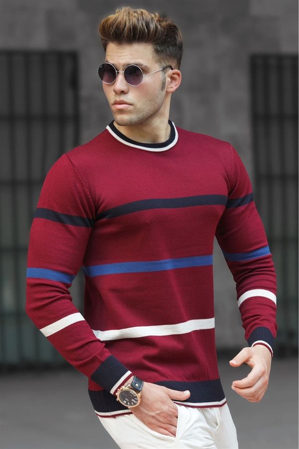 Madmext Madmext Burgundy Striped Knitwear Sweater 5171