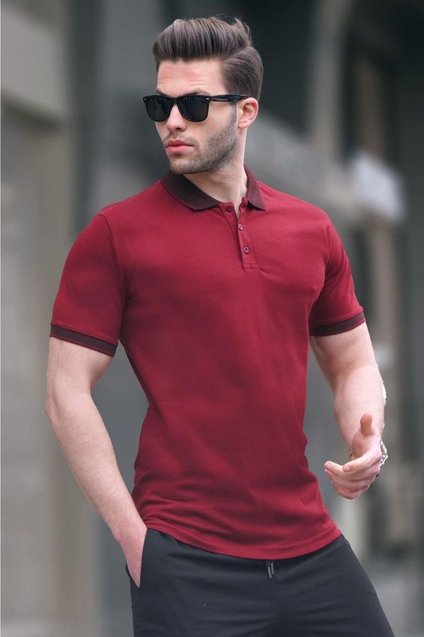 Madmext Madmext Claret Red Men's Regular Fit Polo Neck T-Shirt 6105