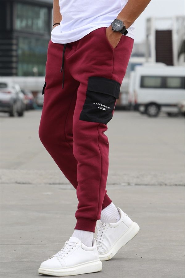 Madmext Madmext Claret Red Pocket Detailed Sweatpants 5475