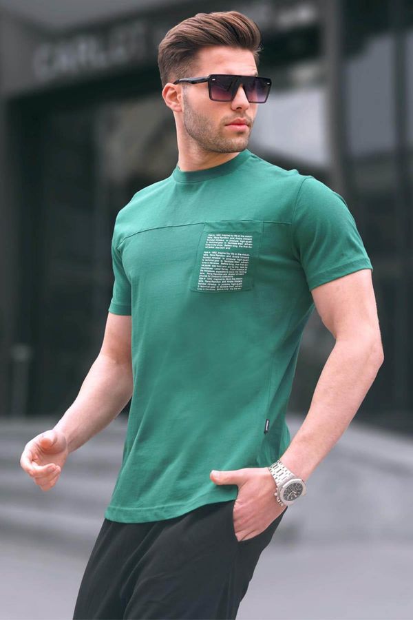 Madmext Madmext Dark Green Regular Fit Men's Patch Pocket T-Shirt 6102
