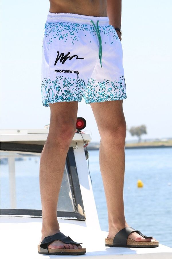 Madmext Madmext Green Printed Swim Shorts with Pocket 5782