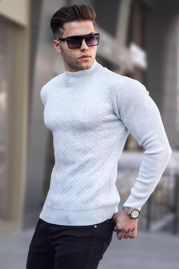 Madmext Madmext Ice Gray Half Turtleneck Knitwear Sweater 5969