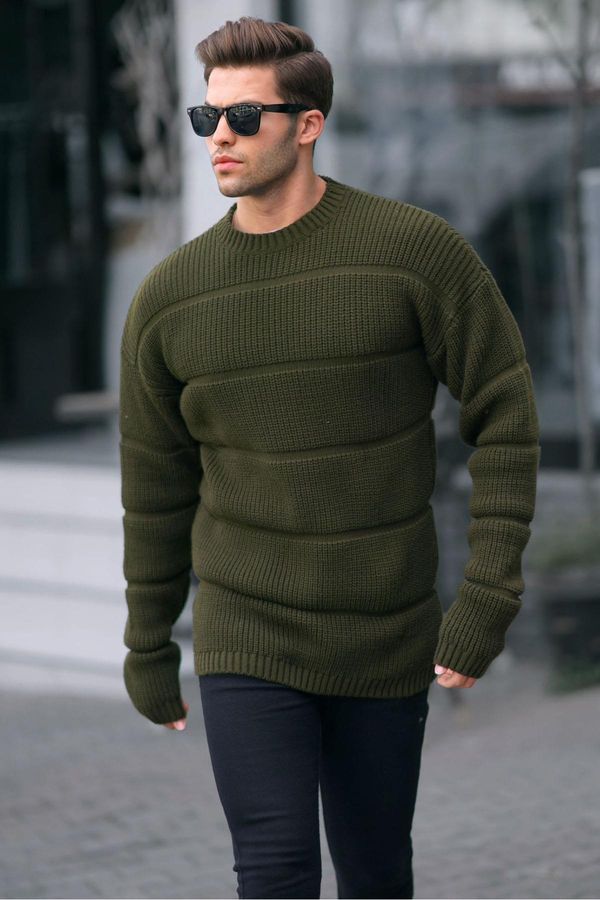 Madmext Madmext Khaki Crew Neck Knitted Sweater 6855
