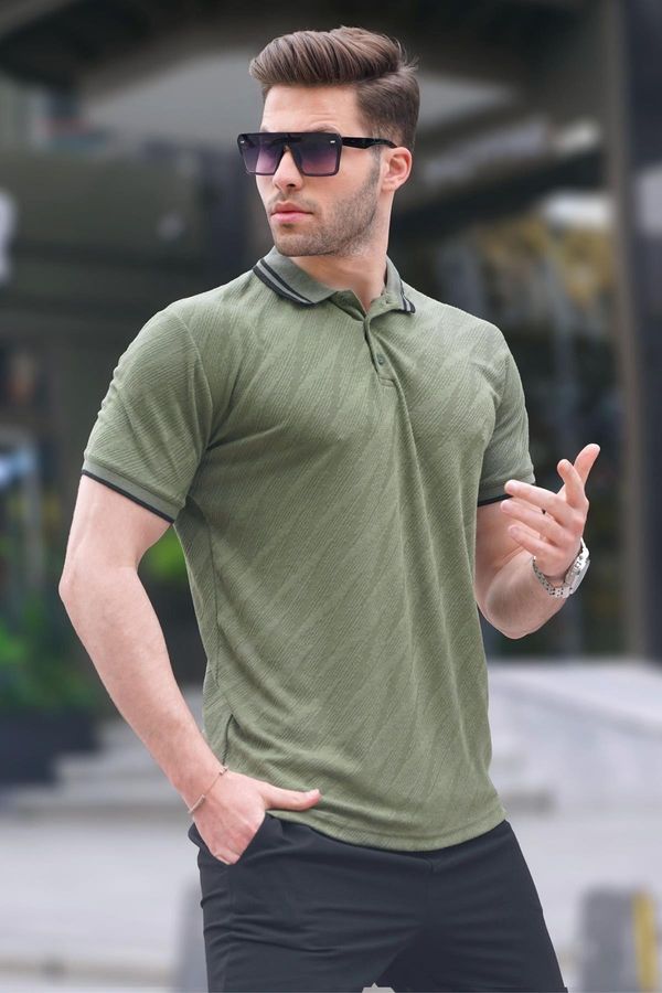 Madmext Madmext Khaki Green Polo Neck Regular Fit Men's T-shirt 6110