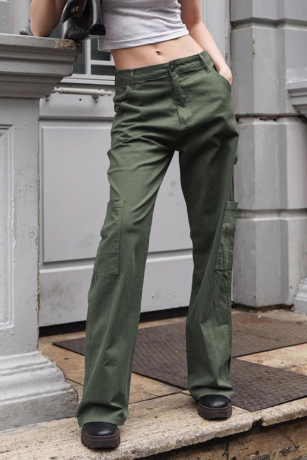 Madmext Madmext Khaki Straight Fit Cargo Trousers