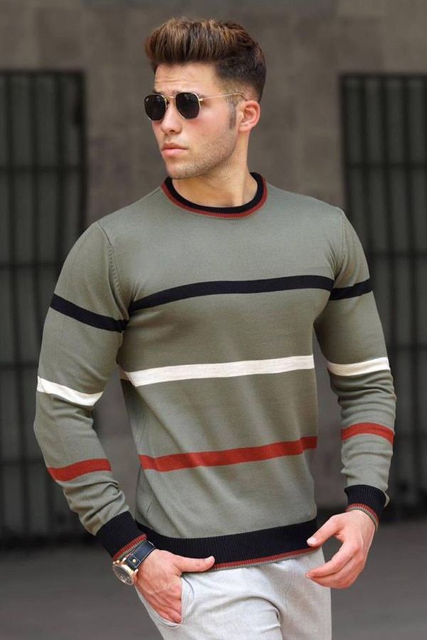 Madmext Madmext Khaki Striped Knitwear Sweater 5171