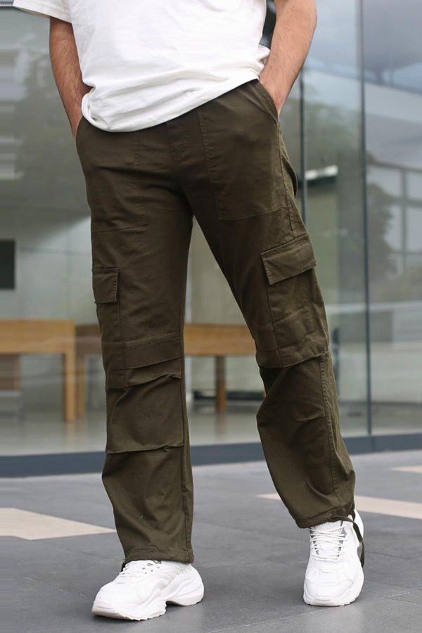 Madmext Madmext Khaki Wide Leg Cargo Pocket Men's Trousers 6826
