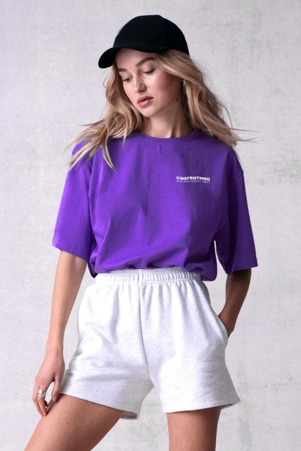 Madmext Madmext Mad Girl Purple Printed T-Shirt