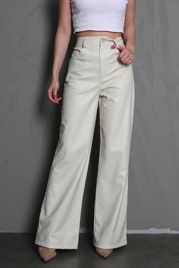 Madmext Madmext Mad Girls Beige Leather Trousers