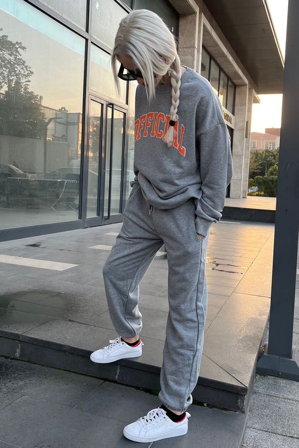 Madmext Madmext Mad Girls Gray Tracksuit Suit Mg944