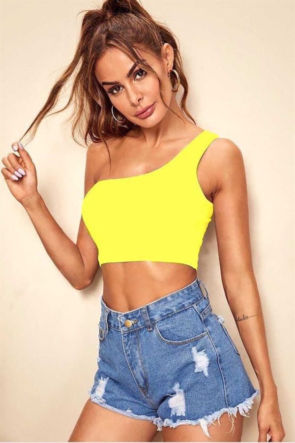 Madmext Madmext Mad Girls One Shoulder Yellow Strap Body Mg325