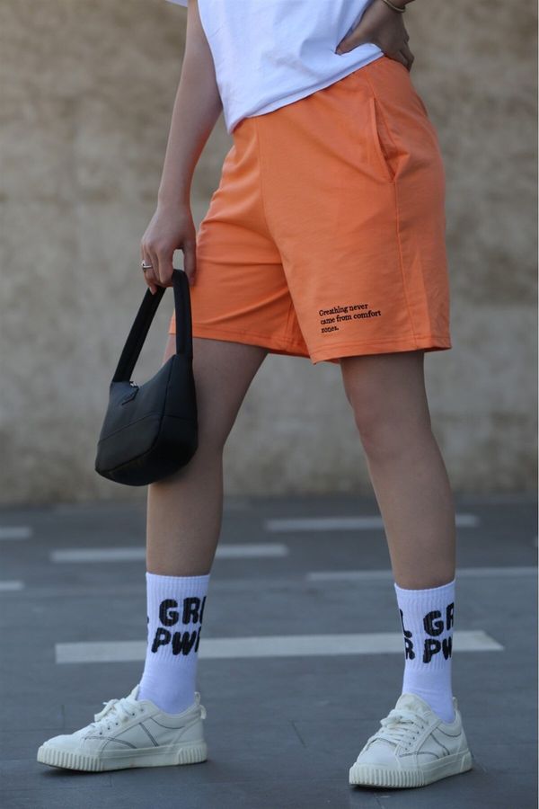 Madmext Madmext Mad Girls Orange Printed Shorts